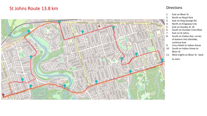 Saint Johns 13.8 km route map